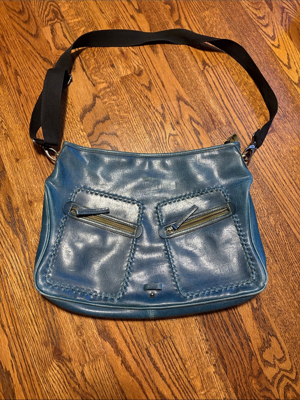 Matt & Nat Teal Vegan Recycled Plastic Leather Shoulder Bag with Black Strap
